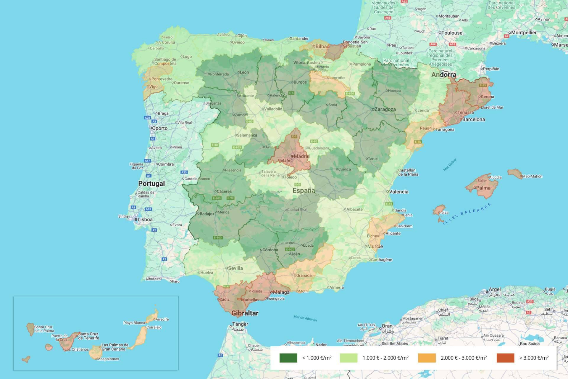 House prices in Spain; comparative analysis by province